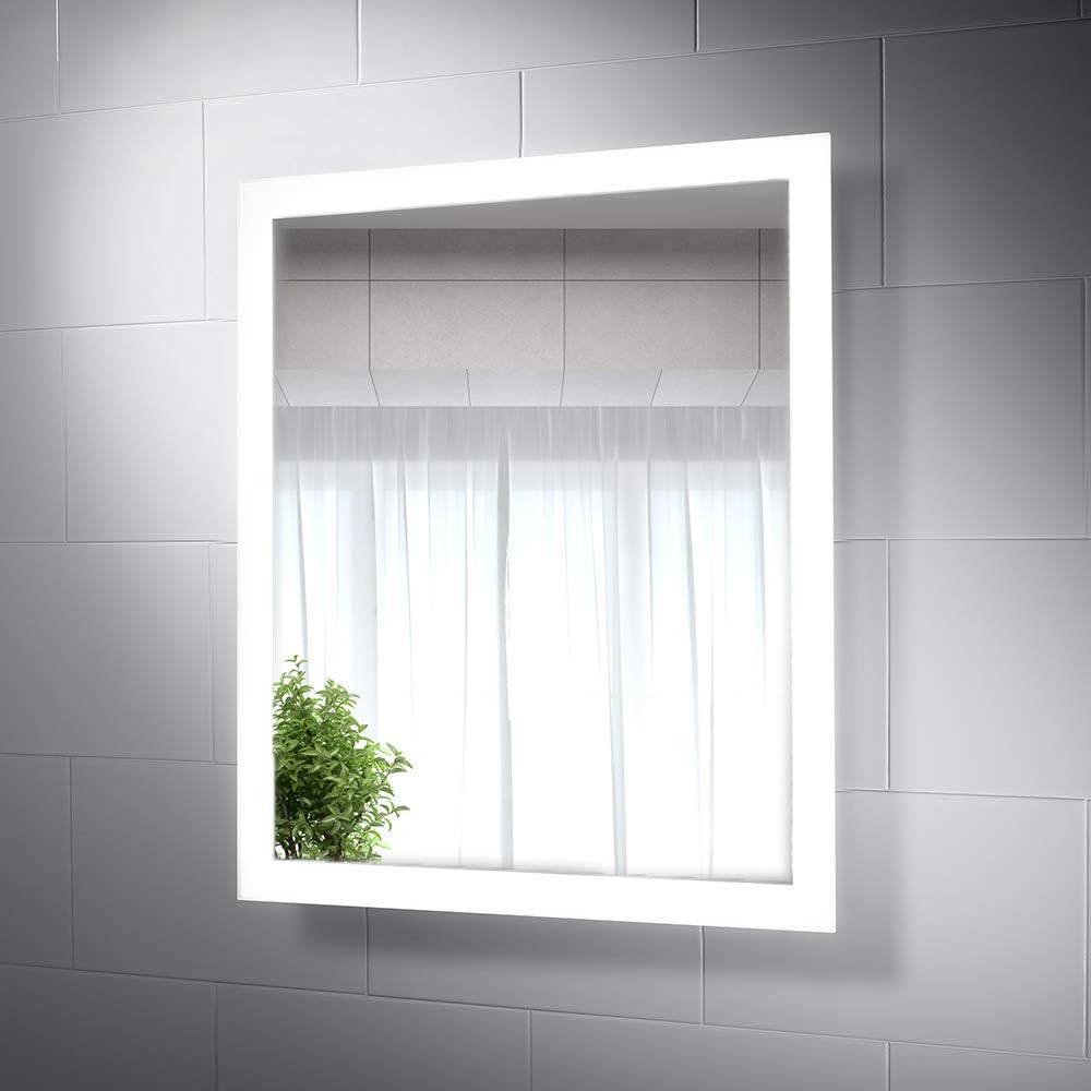 Pebble Grey Illuminated LED Bathroom Mirror Heated AntiFog