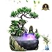 Desktop Water Fountain, Indoor&Outdoor Fountains Waterfalls Humidifier, Illuminated Relaxation Fountain Zen Meditation with LED Colorful Lights for Home, Office, Bedroom Decoration(US Plug-110V)