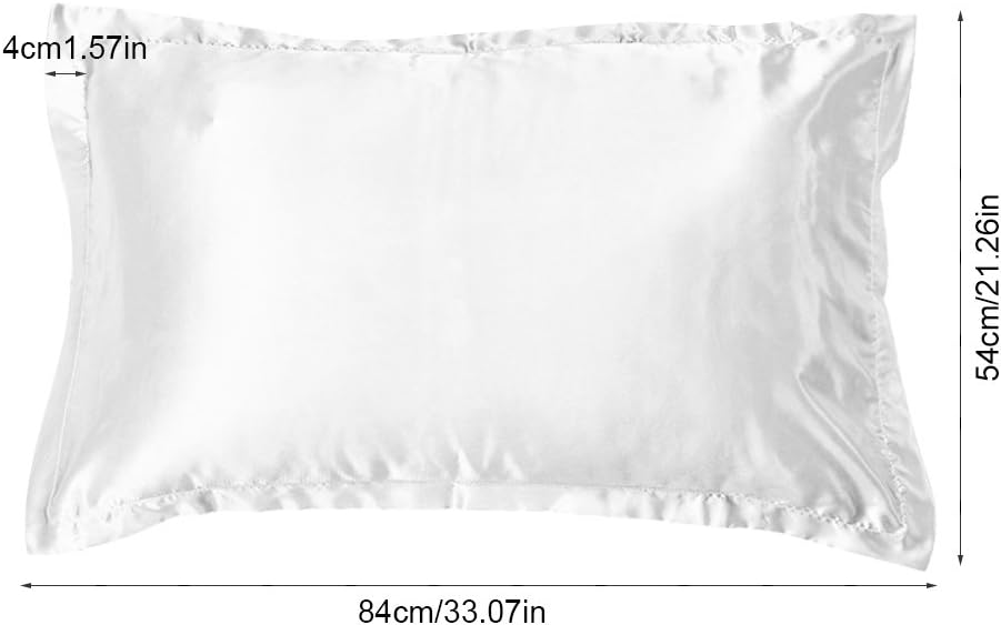 New_Soul 1 Pair Silk Satin Pillowcase Cover for Hair White Skin and Facial Care Underside 54 cm x 84 cm, Silver, 54 x 84 cm - Image 5