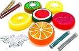 FRUIT SLIME PUTTY - GIANT SIZE - DIAMOND MAGICAL CRYSTAL & GLITTER - 3X MORE FRUIT SCENTED SLIME FOR KIDS - REUSABLE SLIME CONTAINER - DIY SLIME ACCESSORIES -CLEAR SLIME KIT