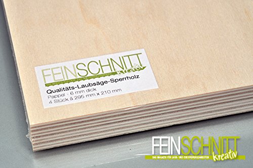 FEINSCHNITTkreativ Qualitäts-Laubsäge-Sperrholz 4 Stk. (300 x 210 x 6 mm) – Bild 4