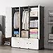 KOUSI Portable Closet Wardrobe Closet Clothes Closet Bedroom Armoire Storage Organizer with Doors, Spacious & Sturdy, Extra Space & Durable Black, 6 Cubes 2 Hanging Clothes