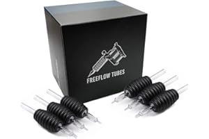 HILDBRANDT Freeflow Disposable Tattoo Tube with 1" Grip 9 Round Tip 9RT Clear Tube Tip Sterilized Lot Number