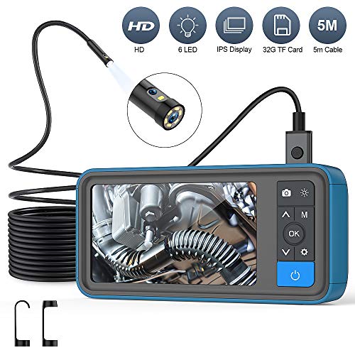 Pipe Sewer Inspection Camera, Dual Lens 1080P Industrial Endoscope, 4.5" Screen Waterproof Borescope Snake Camera with 6 LED, 16.4FT Semi-Rigid Cable Endoscope, 2500mAh Battery, 32GB TF Card - Thumbnail 7