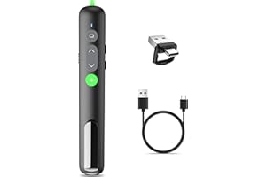 LETEAPII Power Point Wireless Presenter for Google Slides: Remote Slide Clicker With Green Laser Pointer, Office Mac Computer Teacher PPT Slideshow Projector
