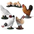 Hiawbon Farm Animals Figurines Simulated Farm Life Realistic Plastic Animals Figurines (Chicken, Set of 5)