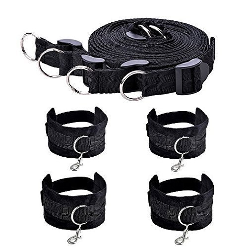 Adamall Under Bed Restraints Kits with Adjustable Soft Comfortable Cuffs for Legs, Ankles and Hands