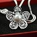 Merdia Flower Shape Created Crystal and Simulated Pearl Pendant Long Chain Sweater Necklace for Women