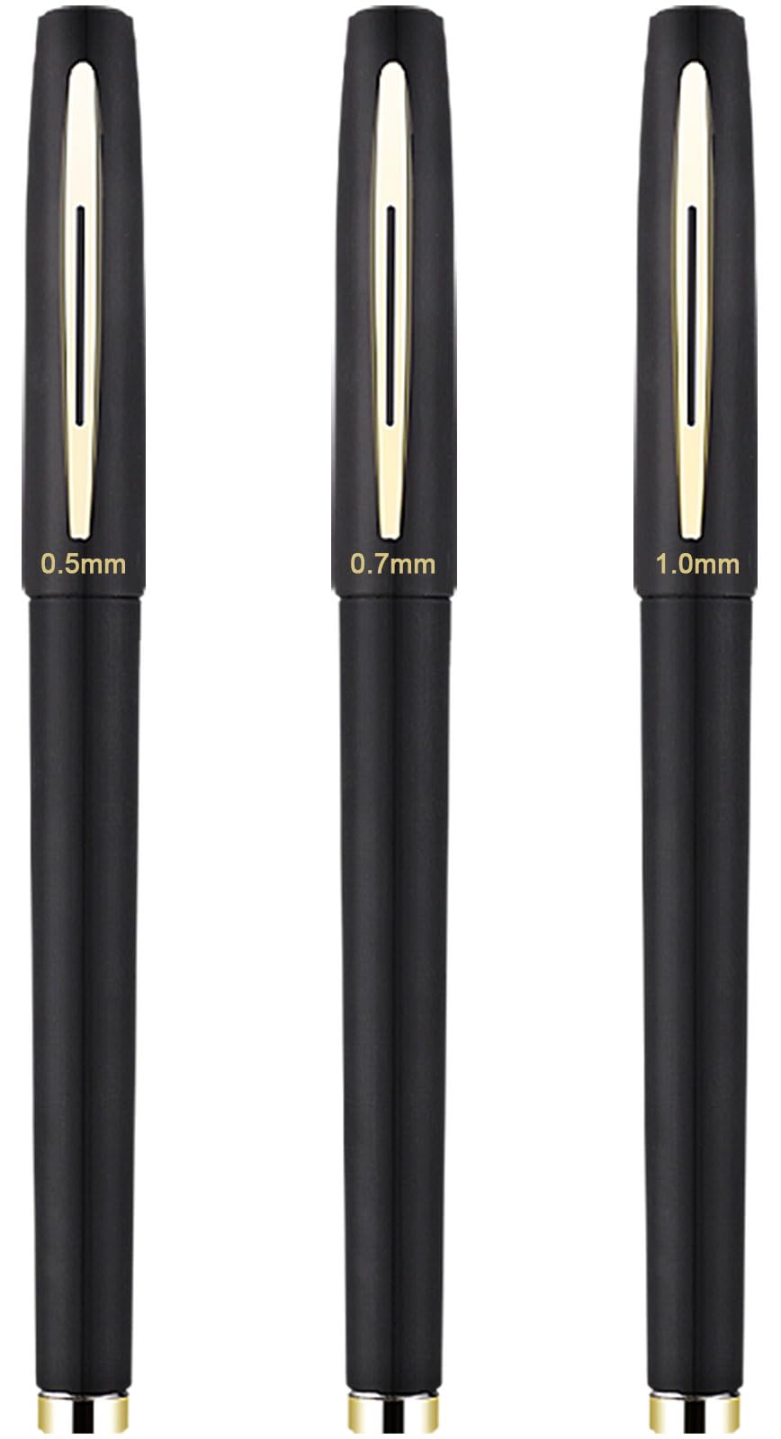Pens Black Ink Rollerball Pen 0.5mm 0.7mm 1.0mm Point for School Office Business - Pack of 3 — image 1