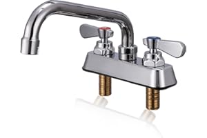 Sepaitek Leak-Free Bar Sink Faucet 4 inch Center 2 Hole Deck Mount, Commercial Sink Faucet for 2 or 3 Compartment Sink Faucet 8" Spread Spout, Utility Sink Laundry Hand Sink Faucet 2 Handle, Brass