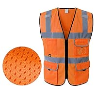 MLX Reflective Vest, Mesh Breathable Sanitary Traffic Construction Safety Overalls, High Visibility, Size Color Optional (Color : Fluorescent Orange, Size : M)
