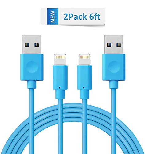 Novtech Lightning Cable 2 Pack 6ft High Speed Durable iPhone Cable for iPhone 7 7 Plus 6s 6s Plus 6 6 Plus 5s 5c 5, iPad Pro Air iPad mini, iPod touch 5th 6th nano 7th(Blue)