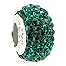 Sterling Silver Simulated May Birthstone Round Green Crystal European Style Bead Charm