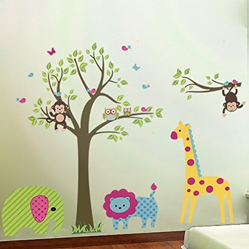 Pakdeevong shop Elephant, lion, giraffe, cartoon, wall sticker for baby room, funny animal, vinyl wallpaper kid