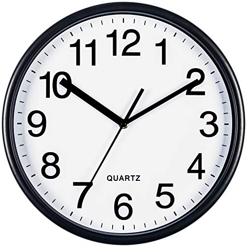 Bernhard products large black wall clock, silent non ti…