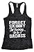 Funny Threadz Forget Skinny Im Training to be a Badass Womens Gym Tank Top (Small, Black w/White Ink)