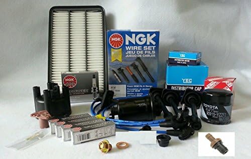 Toyota Corolla 1.6 1.8L Cap-Rotor-NGK Wires-Platinum Spark Plug-PCV-Filter Kit