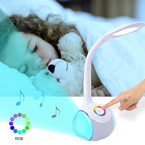 Night Light Bluetooth Speakers,WamGra Wireless Speaker Table Lamp with USB Charging Port,Touch Sensor Bedside Lamp ,Dimmable Eye Caring LED Desk Lamp,256 Color Changing Night lights for Bedroom