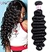 UNice Hair Brazilian Loose Deep Wave Hair 1 Bundle， Unprocessed Human Virgin Hair Weave Extensions Natural Color (16 inch)