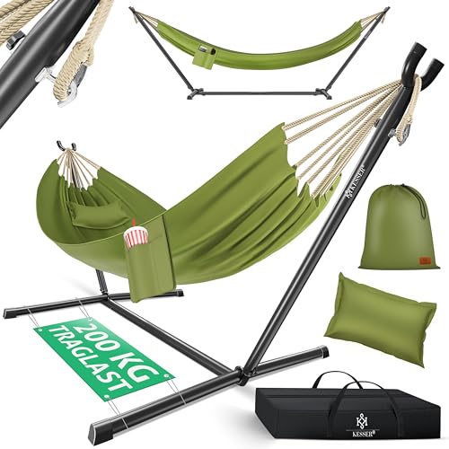 KESSER® Hängematte Lake mit Gestell, Doppel für 2 Personen, 200kg Belastbarkeit, Indoor & Outdoor, XXL Hängesessel, Garten, Pool, Balkon, Terrasse, In
