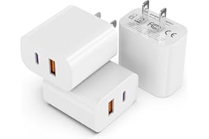 3Pack Phone 15 14 USB C Charger Block [MFi Certified], iGENJUN 20W Dual Port QC + PD 3.0 Power Adapter Wall Charger Fast Plug Charging Brick for Phone 15/14/13 Pro, Pixel, Samsung Galaxy - White