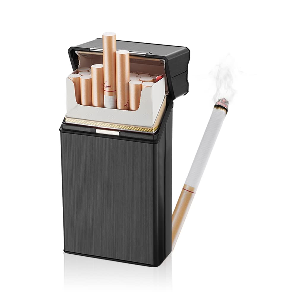 cigarette and lighter case Cigarette Case with Electric Lighter,100mm Brushed Aluminum Box 1