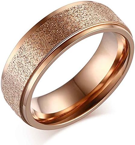 Arce Glory Unisex 6mm 18K Rose Gold Titanium Steel Dull Polish wide Band Wedding Ring(men7)
