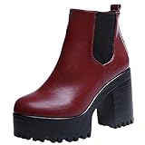 Gillberry Women Boots Square Heel Platforms Leather Thigh High Pump Boots Shoes 