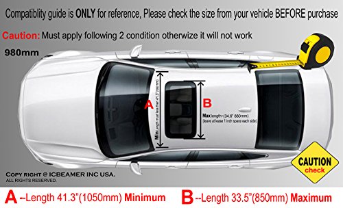 ICBEAMER 34.6" Moon Sun Roof Guard Block Wind Black Dark Smoke Smooth w/ 3M Tape [Measure Require Before Purchase] - Thumbnail 5