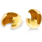 100pcs Crimp Beads for Jewelry Making - 18K Gold Crimp Bead Covers, Half Round Open Crimp Bead Knot Covers 4mm (0.16 Inch) Beads Gold Plated Brass for Jewelry Craft Making