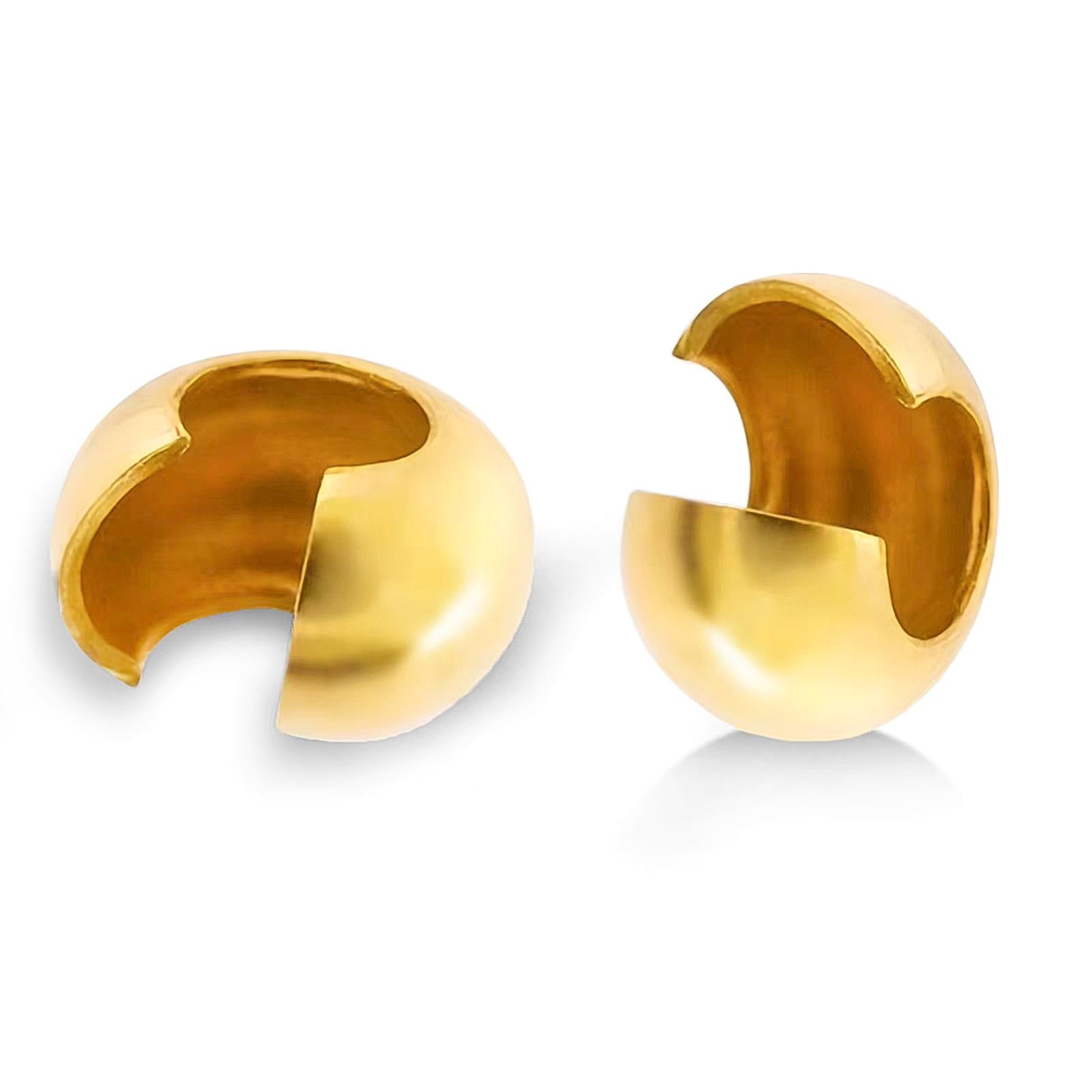 Photo 1 of 100pcs Crimp Beads for Jewelry Making - 18K Gold Crimp Bead Covers, Half Round Open Crimp Bead Knot Covers 4mm (0.16 Inch) Beads Gold Plated Brass for Jewelry Craft Making