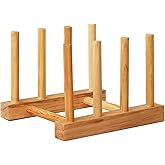 YUNXIASW Bamboo Wooden Dish Rack Dishes Drainboard Drying Drainer Storage Holder Stand Kitchen Cabinet Organizer for Dish,Plate,Bowl,Cup Pot,Lid,Book