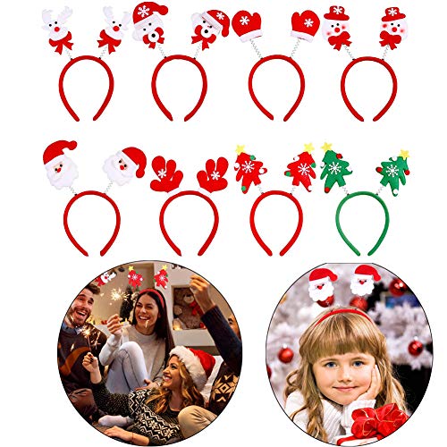 VintageBee 8 Pcs Christmas Headband Headwear Hair Band Boppers Hoops Hair Accessories for Christmas Party Supplies - Thumbnail 6