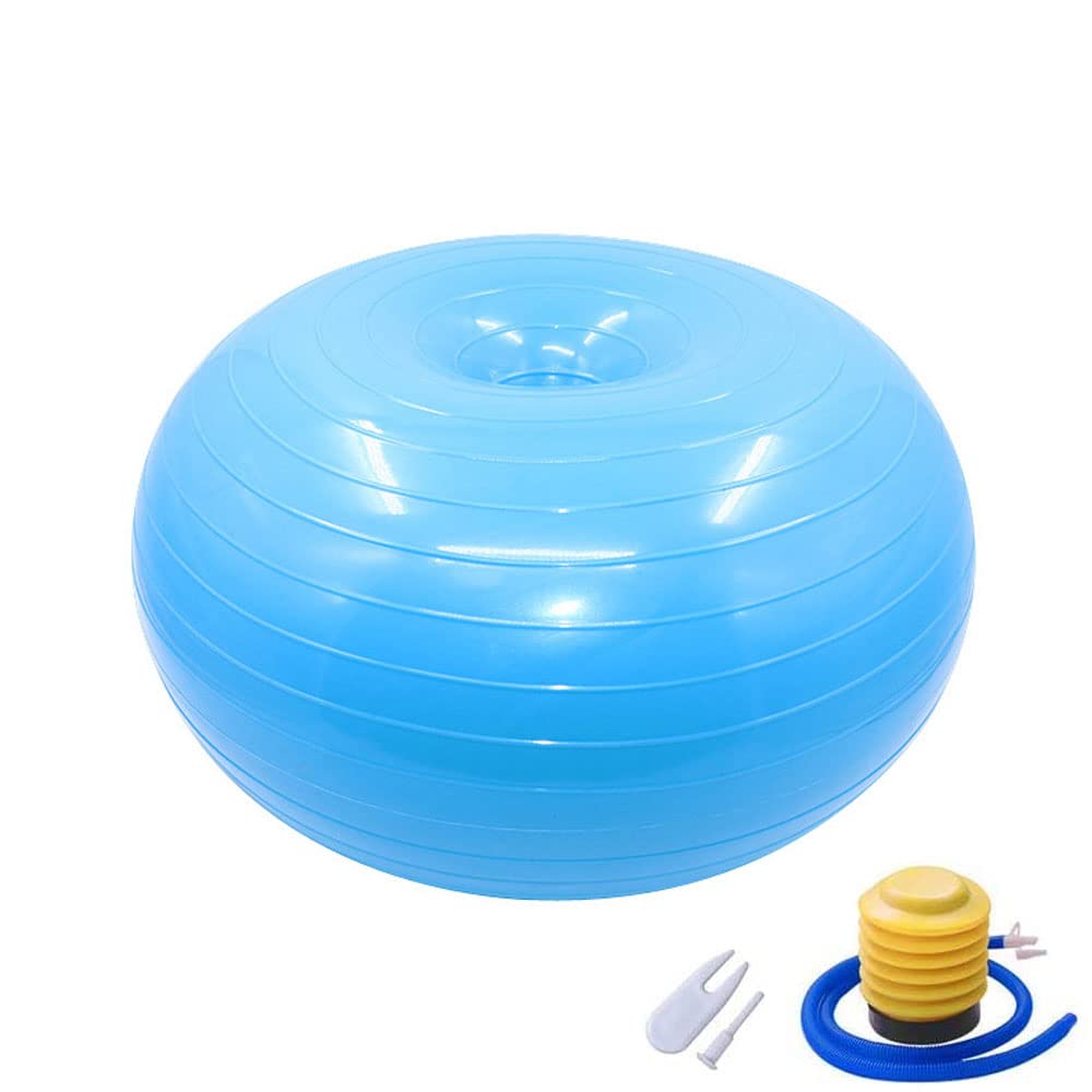 Fortitude Sports Donut Exercise Ball | Inflatable Fitness Stability Swiss Ball With Air Pump | Anti Slip Fitness Donut For Yoga, Pilates, Core Training, Office (30 x 50cm, Blue)