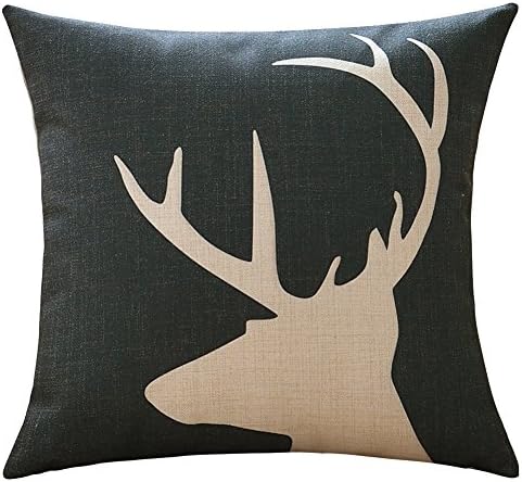 GATELEE Throw Pillow Covers Watercolor Animals Cushion Travel Home Decor Cotton Linen Sofa Pillow Case 18x18 Inches (G-Elk)