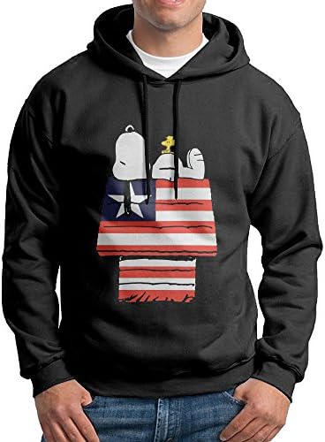 TOMM Men's Snoopy House The Stars And Stripes Pullover Black Medium
