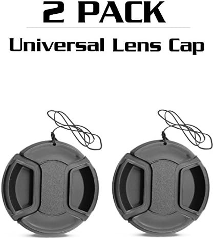 [ 2 Pack ] - Center Pinch Lens Cap Cover With Cable for CANON SLR Cameras (82mm)