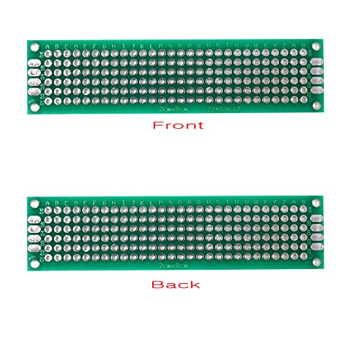 Frentaly Total 40 PCS 10pcs 2x8cm, 10pcs 3x7cm, 10pcs 4x6cm, 10pcs 5x7cm Mixed Double Dual Sided Side DIY Prototype Circuit Breadboard PCB Universal Board(G) - Thumbnail 4