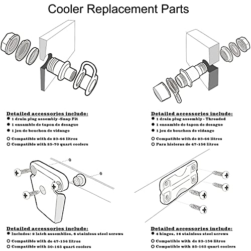 Cooler Replacement Parts Kit, for Igloo Ice Chest Plastic Hinges