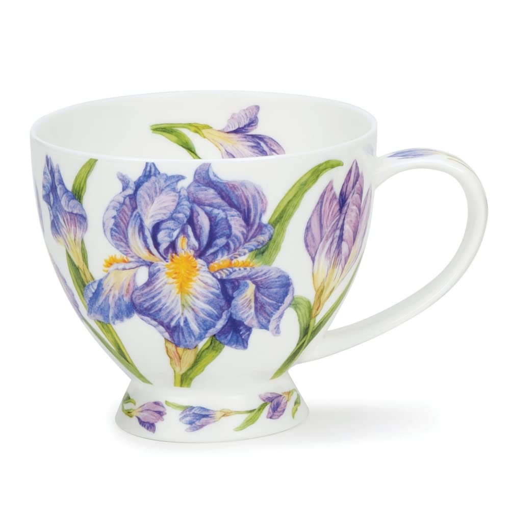 Dunoon Skye Shaped 0.45 Litre Mug Iris Design, Blue,pink,purple