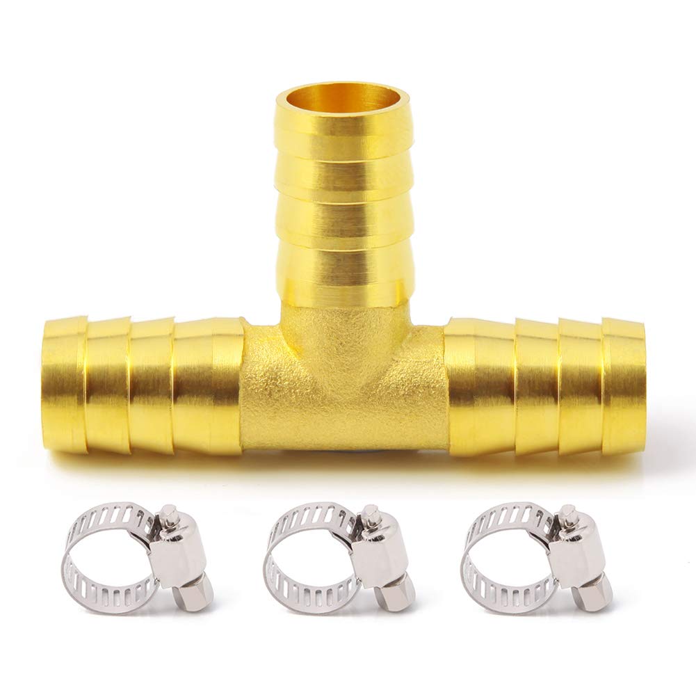 Photo 1 of Metaland Brass 3/4" Barbed Tee Fitting 3 Way T Shape Adapter with Hose Clamps