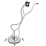 16.5" Pressure Washer Surface Cleaner with 304 Industrial-grade Stainless Steel Housing, Dual Handle, Driveway Pressure Washer Attachment, 2 Replacement Nozzles, for Concrete, Sidewalk, Deck, 4500 PSI
