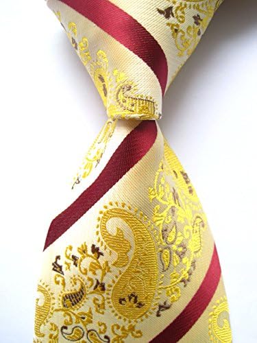 Scott Alain Creation - Neckties Classic Yellow Paisley and Striped 100% New Jacquard Woven Silk Men's Tie Necktie