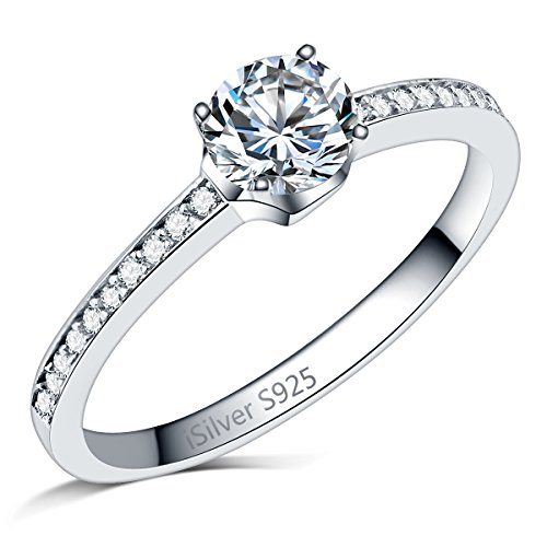 iSilver 925 Sterling Silver Solitaire Ring Engagement Wedding Propose (6)
