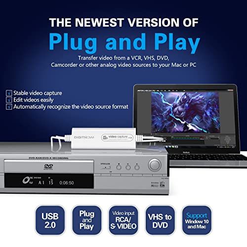 DIGITNOW USB 2.0 Video Capture Card Pro+ Version VHS to Digital
