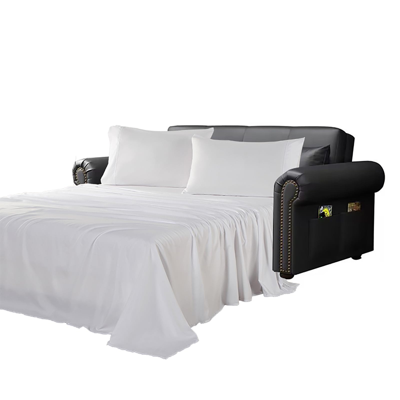 Photo 1 of Kingnex Sofa Bed Sheets Queen for Sleeper Sofa Bed with 4-6 Deep Pocket Soft Double Brushed 1800 Microfiber 4 Piece Bedding Set (60"x74"x6") White