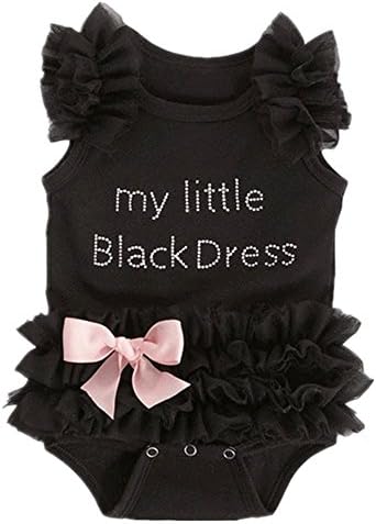 Datework Baby Girls Embroidered Little Black Dress Bodysuit (70)