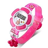 TOPCABIN Kid Children Girls Novelty Cute Flower Shape Digital Watch Rose Red