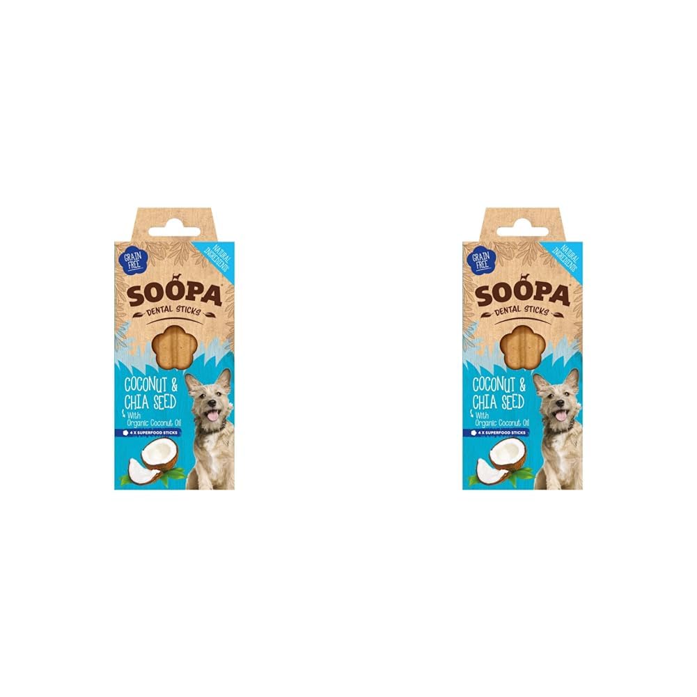 Soopa Grain Free Coconut and Chia Seed Dental Dog Treats, 4 Sticks (Pack of 2) — image 1