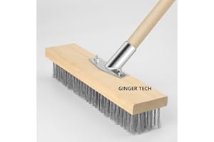 Wire Broom Head, Garden Stiff Metal Bristle Deck Scrub Brush, Garden Weed Moss Remover Tool Broom for Heavy Duty Weed Moss & 